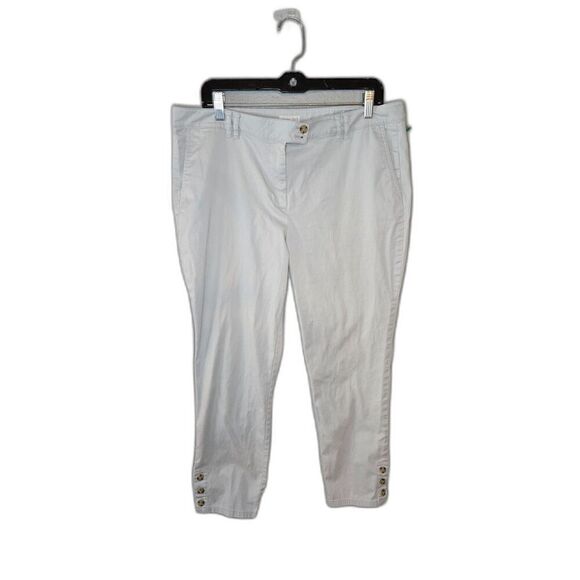 J. Jill Women's Gray Live in Chino Button Detail Cropped Ankle Pants - Picture 1 of 9